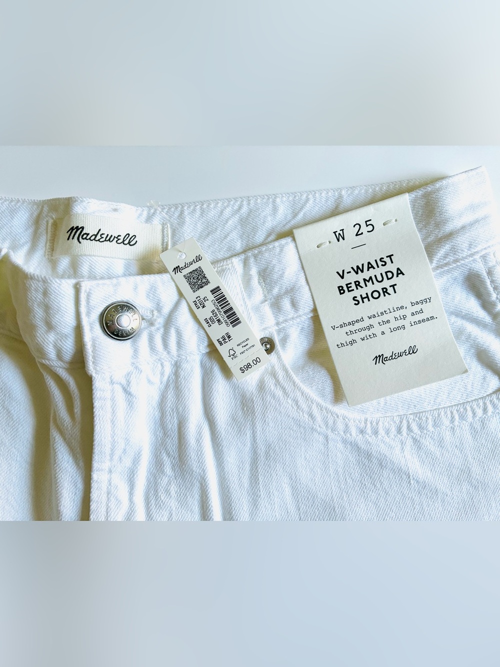Madewell Women’s White The V-Waist Bermuda Short.25.NWT. - Picture 14 of 16